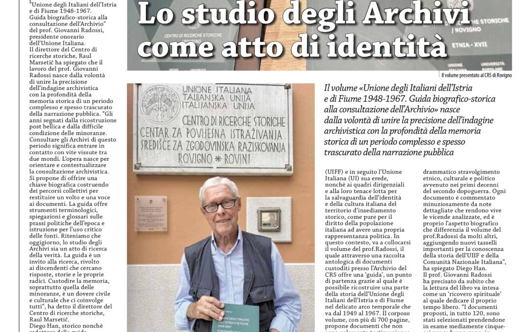 Conferenza stampa di presentazione del volume “Unione degli Italiani dell’Istria e di Fiume 1948-1967” di Giovanni Radossi