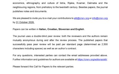 Call for papers Atti LVI